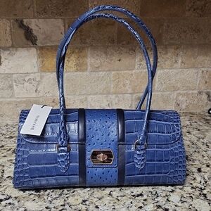 Brahmin Dayan Blue Satchel